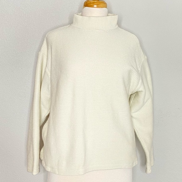 Madewell Sweaters - Madewell Knit Sweater ribbed cream mock neck with pockets 100% cotton size S